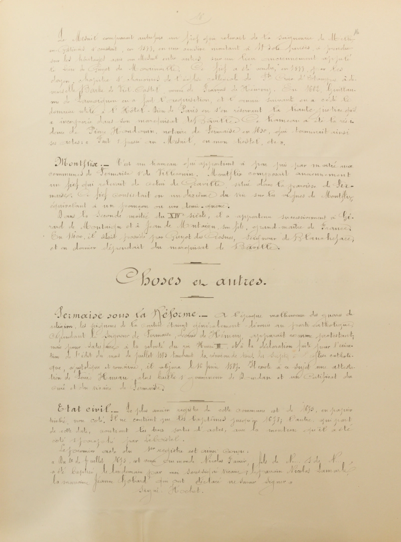 Manuscrit original de Martin Eugène Legrand, feuillet 16/36